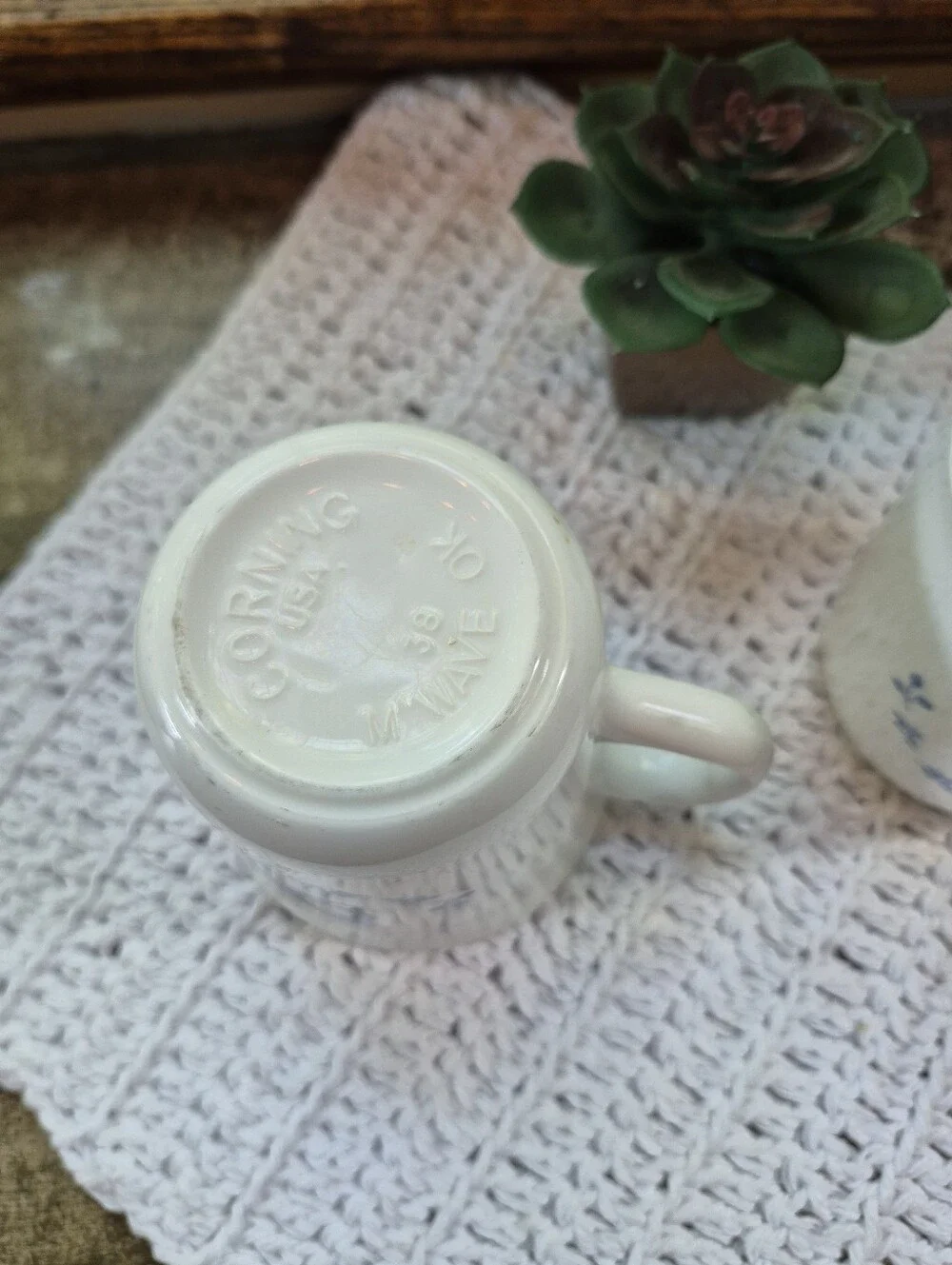 2pc. Vintage Corning In The Garden Blue Bird USA Coffee Mug Set